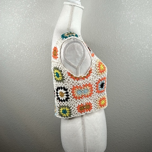 Aster Crochet Boho Y2K 90s Cropped Tank Top Size Medium - Picture 3 of 6